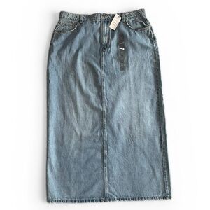 Cotton:On Blake Blue Denim Maxi Jean Skirt Sz 14 Recycled Cotton Slit Back NWT